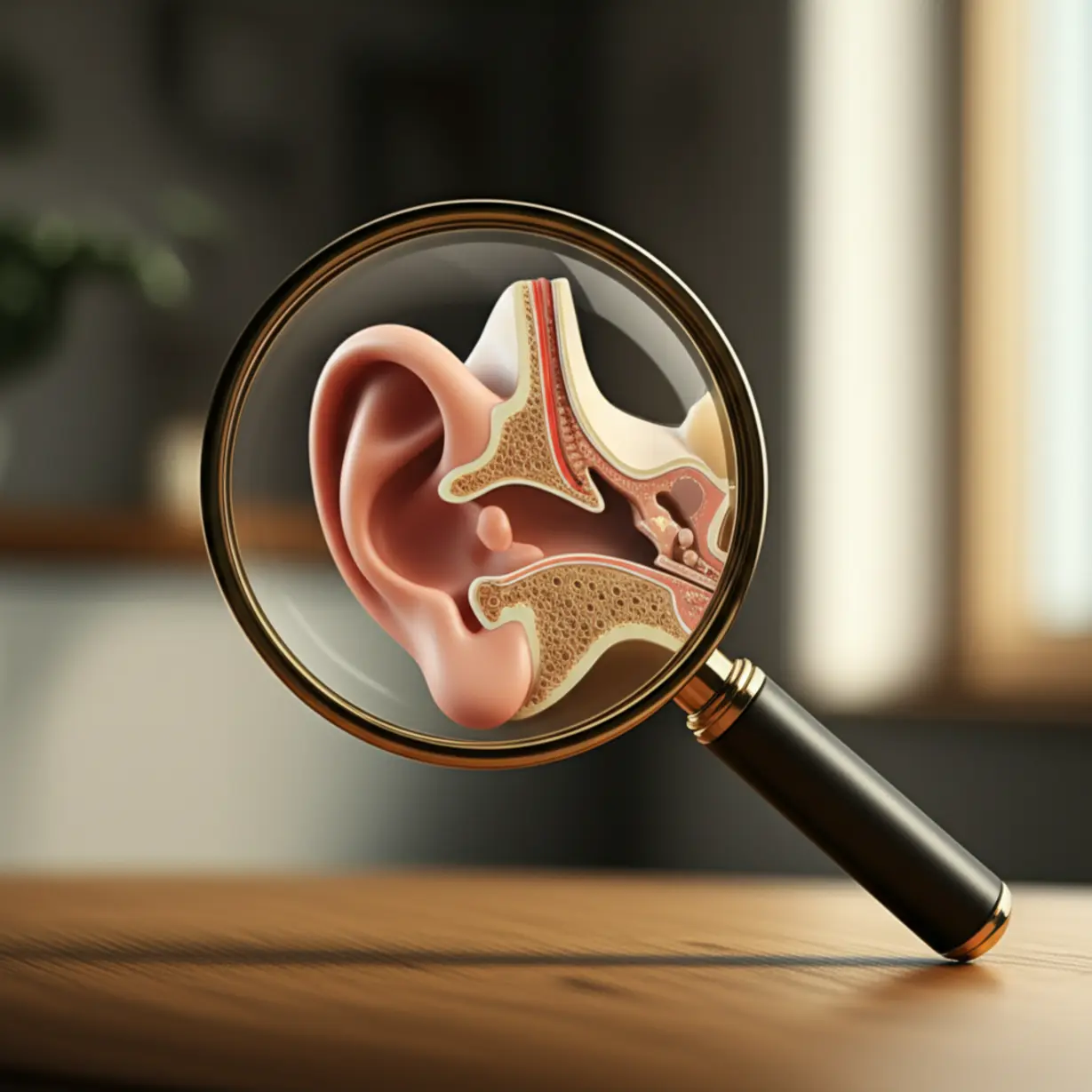 확대경이-귀-안의-섬세한-구조를-확대해서-보여주는-귀여운-3D-이미지