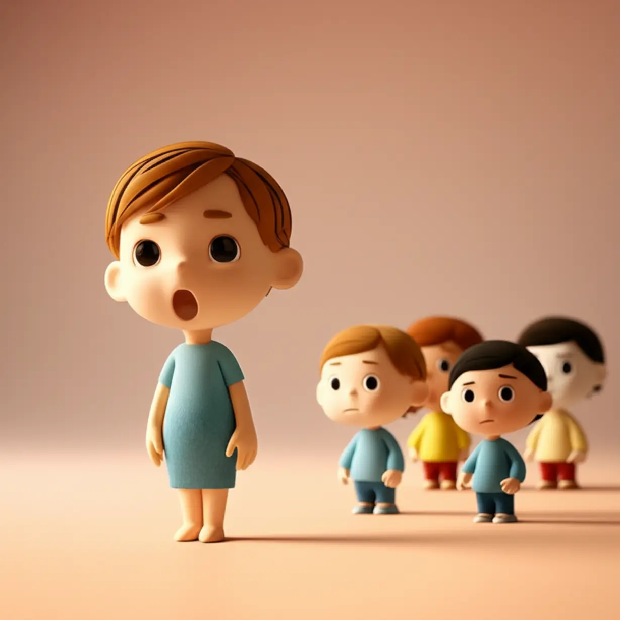 군중-속에서-주변-캐릭터들이-걱정스러운-표정으로-바라보는,-약간-떨어져-서-있는-캐릭터의-3D-이미지