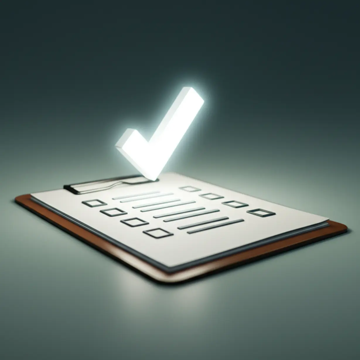 A-cute-3D-image-of-a-neatly-organized-checklist-with-a-glowing-checkmark.