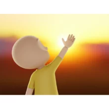 A-radiant-and-energetic-3D-person-reaching-towards-a-sunrise,-symbolizing-renewed-health-and-vitality.