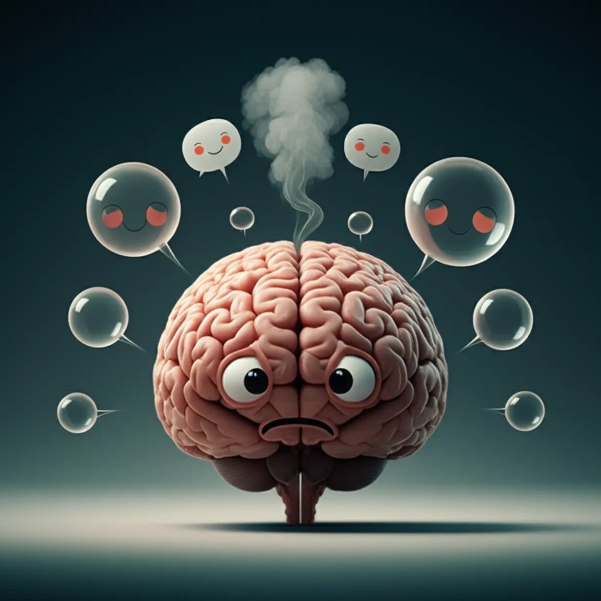 A-cute-3D-cartoon-brain-with-steam-coming-out,-indicating-extreme-mental-activity-and-stress.