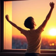 새로운-시작을-맞이하며-평화로운-아침-햇살을-맞이하는-사람의-모습