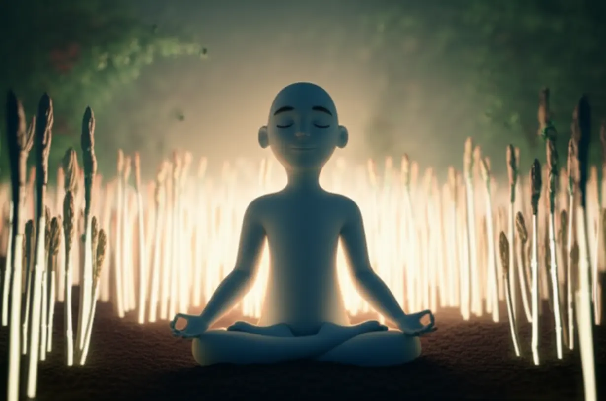 아스파라거스-밭에서-평화롭게-명상하는-사람