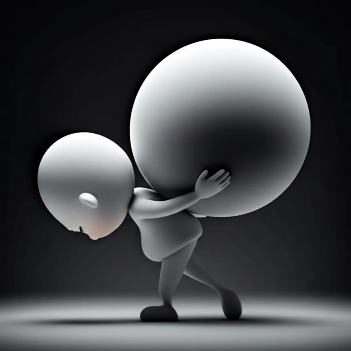 등에-크고-보이지-않는-무거운-짐을-조용히-짊어지고-약간-구부정한-자세를-취한-사람의-귀여운-3D-이미지