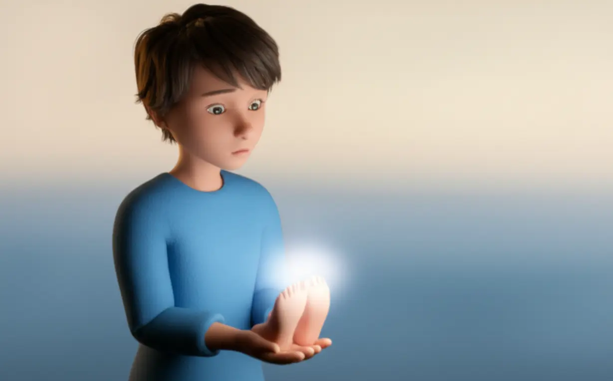 An-illustration-of-a-person-observing-subtle-glowing-sensations-on-their-hands-and-feet.