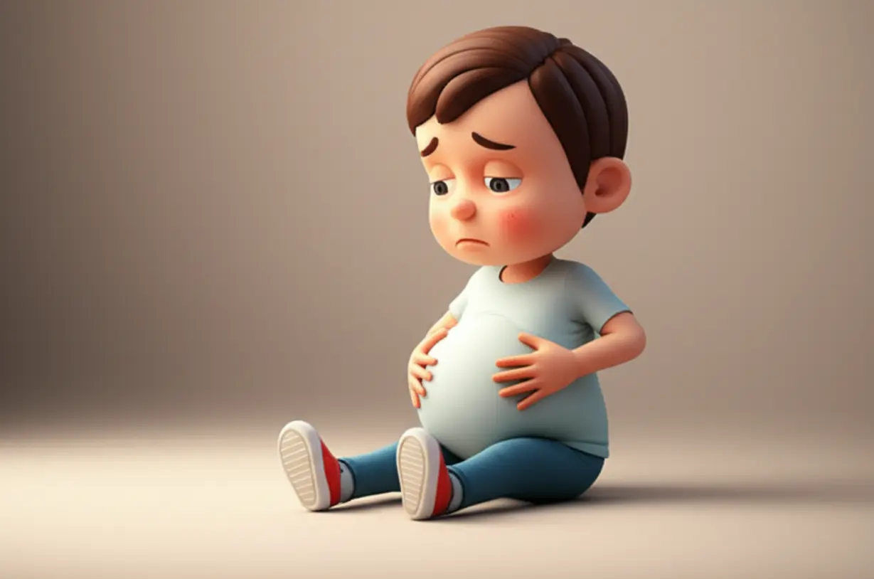 속이-더부룩해-불편해하는-사람이-배를-문지르고-있는-모습