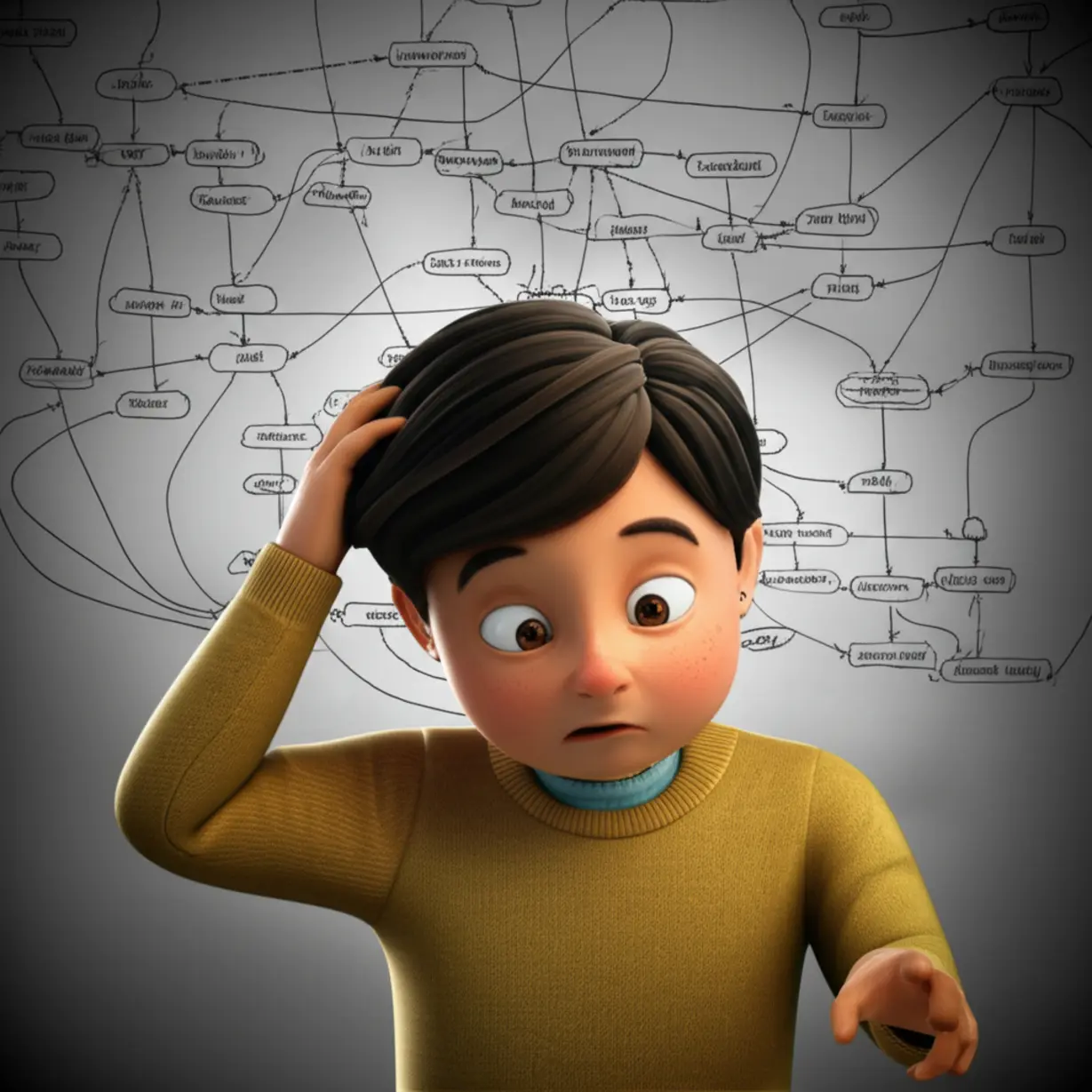 복잡하게-얽힌-지도를-보며-고개를-갸웃거리는-사람