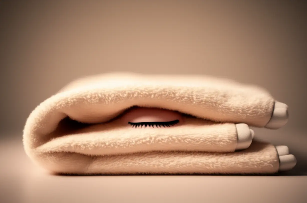A-cute-3D-image-of-a-soft,-warm-towel-gently-placed-over-a-stylized,-closed-eye,-emitting-a-warm,-soothing-glow,-symbolizing-quick-and-gentle-relief-for-a-stye.