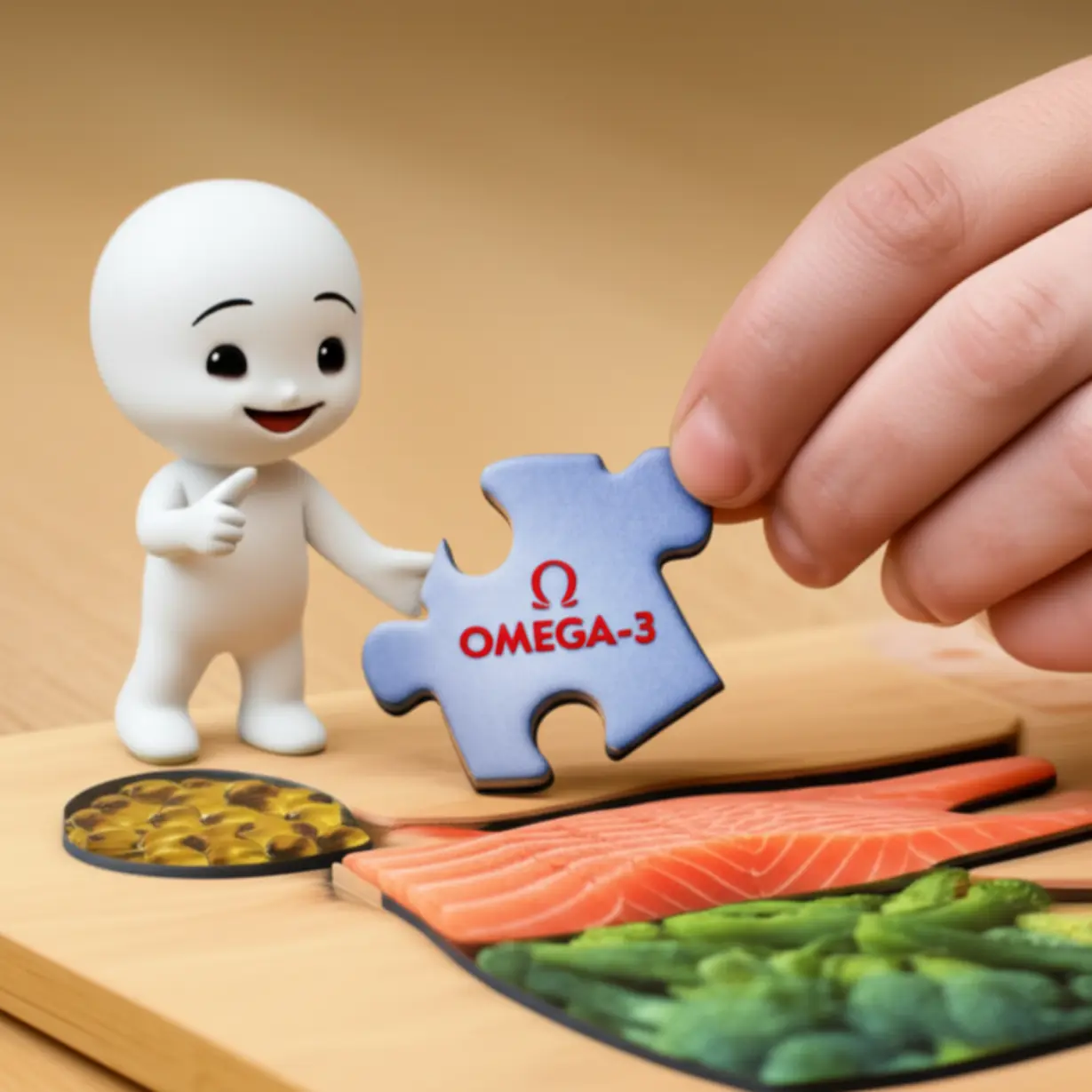 A-3D-character-placing-puzzle-pieces-representing-healthy-habits-and-supplements-into-a-body-shaped-puzzle.