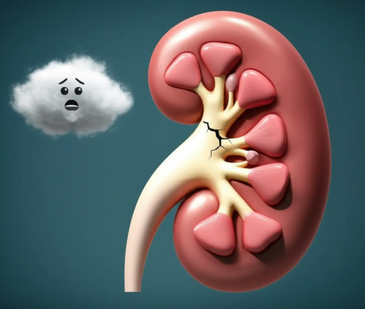 아무도-모르게-금이-가는-콩팥-모습,-침묵의-손상을-암시