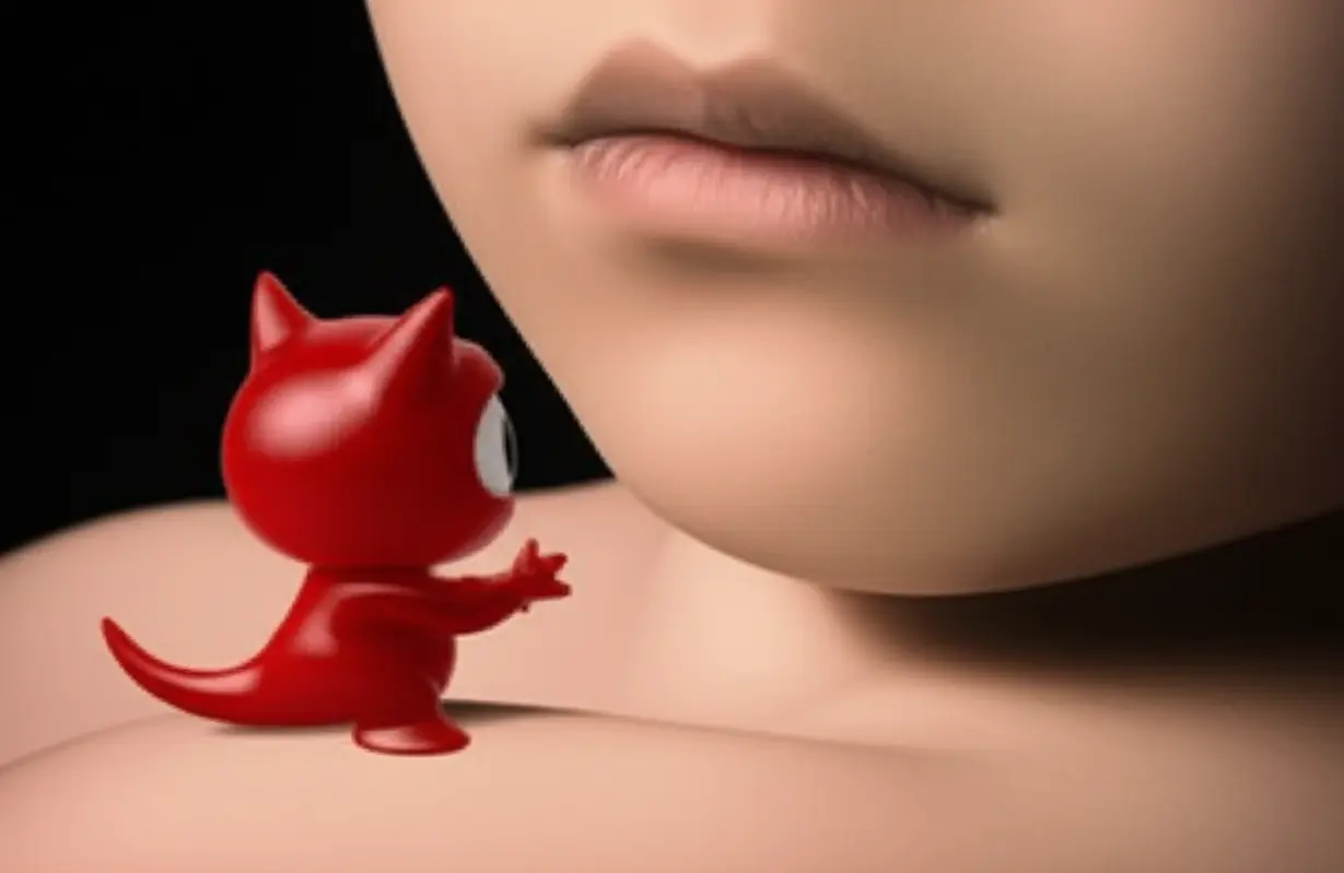 Tiny-red-monster-symbolizing-inflammation,-poking-at-a-body