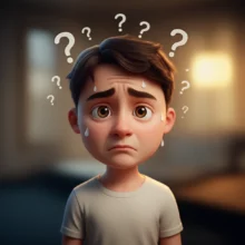 갑자기-어지러움과-식은땀을-흘리며-혼란스러워하는-사람의-귀여운-3D-이미지