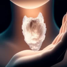 A-3D-illustration-showing-a-gentle,-glowing-hand-supporting-a-crystal-like-throat,-representing-the-hidden-care-for-vocal-health.