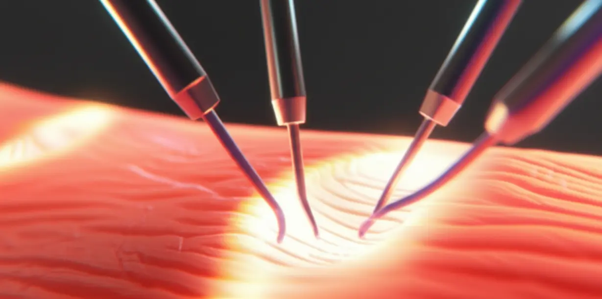 근육-섬유를-부드럽게-고치는-작은-빛나는-수리-도구들의-귀여운-3D-이미지