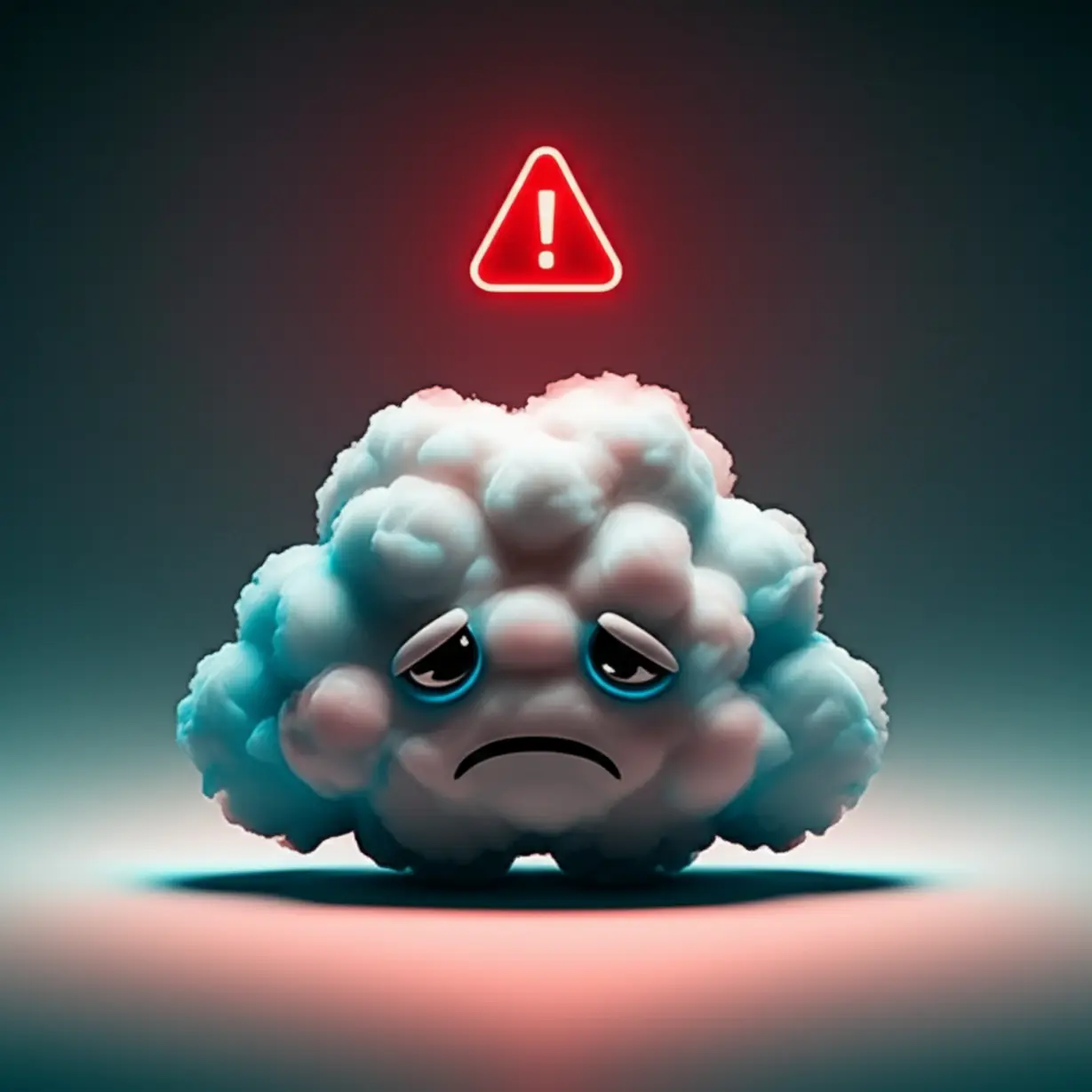 작은-피곤한-구름-캐릭터가-경고-사인을-받고-있다.