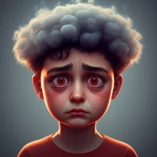 눈이-충혈되고-피곤해-보이는-3D-캐릭터가-짜증을-내는-모습