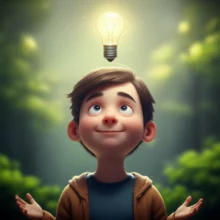 한-사람이-자신의-몸에-대한-깊은-이해를-얻고-머리-위에-전구가-켜진-모습,-부드러운-안개나-빛-같은-자연-요소에-둘러싸여-있다.