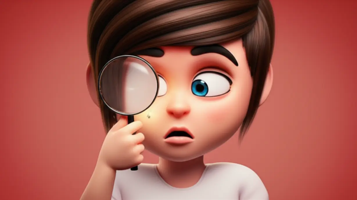 A-cute-3D-illustration-of-a-person-examining-a-skin-clue-with-a-magnifying-glass,-realizing-a-hidden-health-signal.