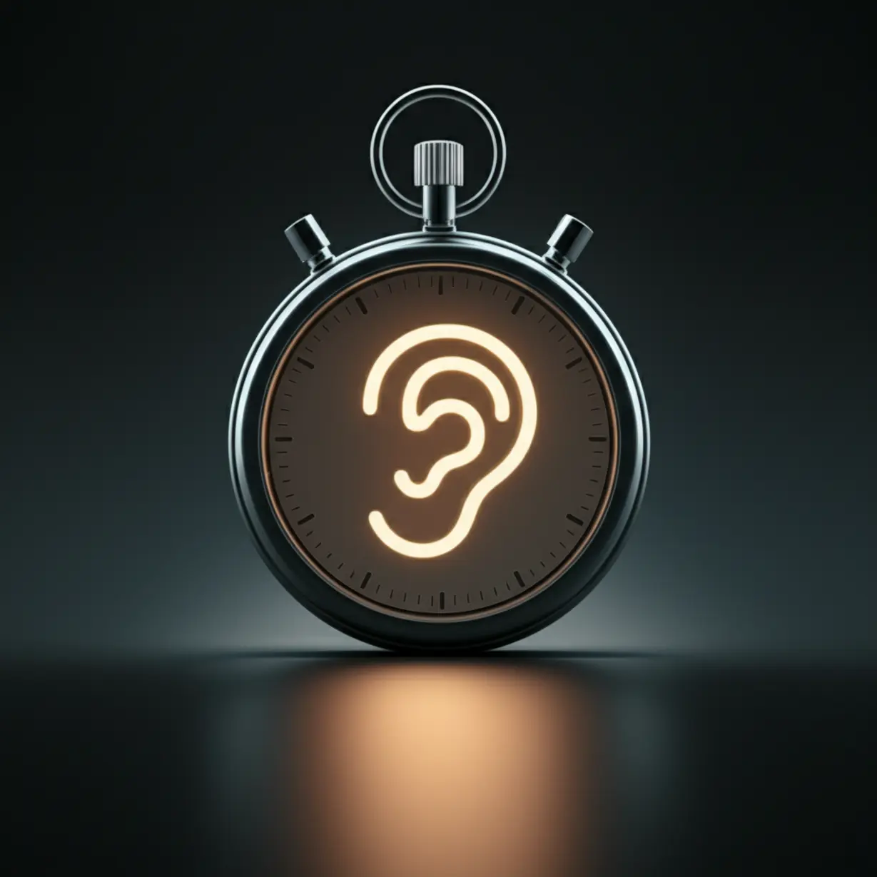 작은-귀-아이콘이-그려진-스톱워치가-은은하게-빛나며-긴급함을-표현하는-귀여운-3D-이미지