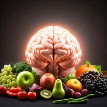 빛나는-건강한-뇌가-다채로운-과일과-채소에-둘러싸여-활력을-얻는-모습