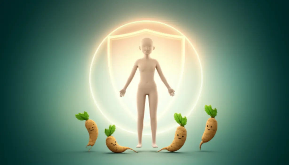 A-person-radiating-vitality,-protected-by-a-healthy-glow,-representing-anti-aging-and-disease-prevention.