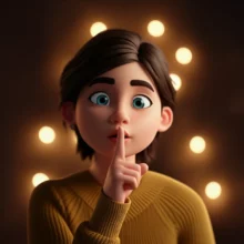 한-사람이-따뜻하고-아늑한-공간에서-손가락으로-입술을-가리고-조용히-비밀을-속삭이는-귀여운-3D-이미지