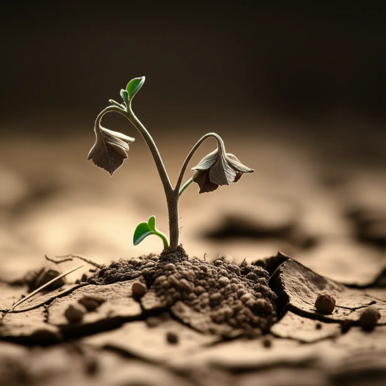 말라가는-흙에서-시들어가는-식물-이미지