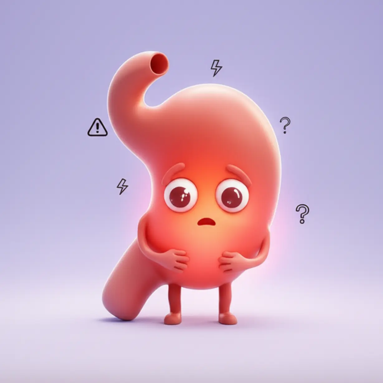 작은-빨간빛을-띠고-걱정하는-듯한-귀여운-3D-위-캐릭터가-경고-기호들에-둘러싸인-모습