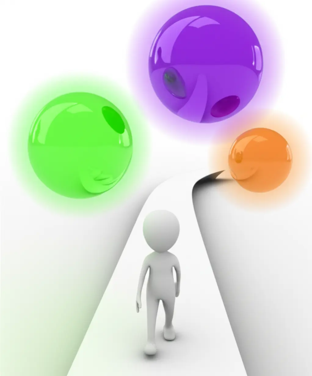 건강,-지식,-평화를-상징하는-빛나는-구슬과-함께-길을-걷는-자신감-있는-사람의-모습