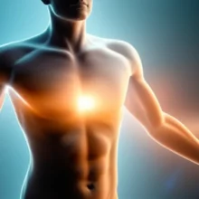 따뜻하고-편안한-에너지가-흐르는-듯한-명치-부위의-3D-이미지