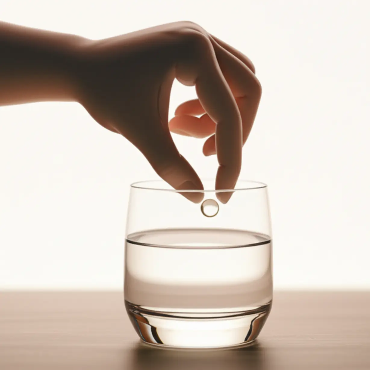 물과-함께-멜라토닌-알약을-복용하는-모습