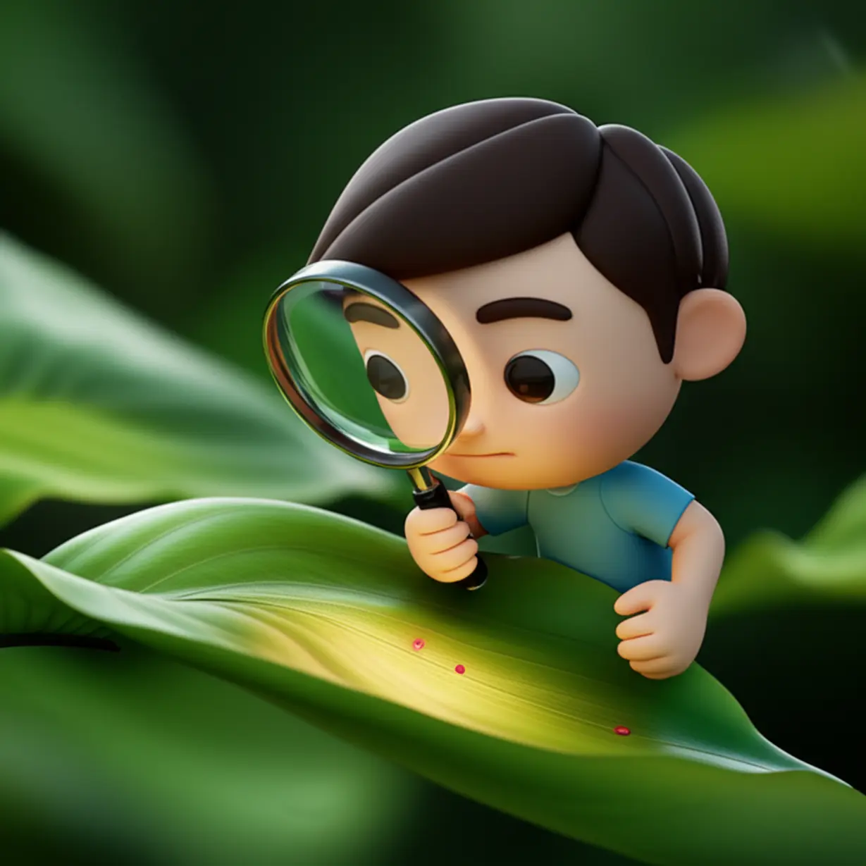 A-person-observing-a-red-spot-with-a-magnifying-glass.