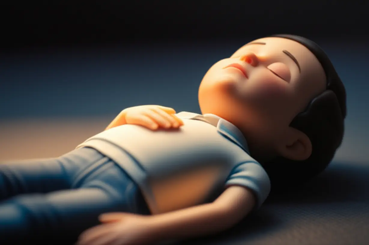 명치-부위가-따뜻하게-빛나며-완전히-편안함을-느끼는-사람의-3D-이미지