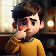 얼굴에-불편함을-느끼며-코를-만지는-사람의-3D-이미지