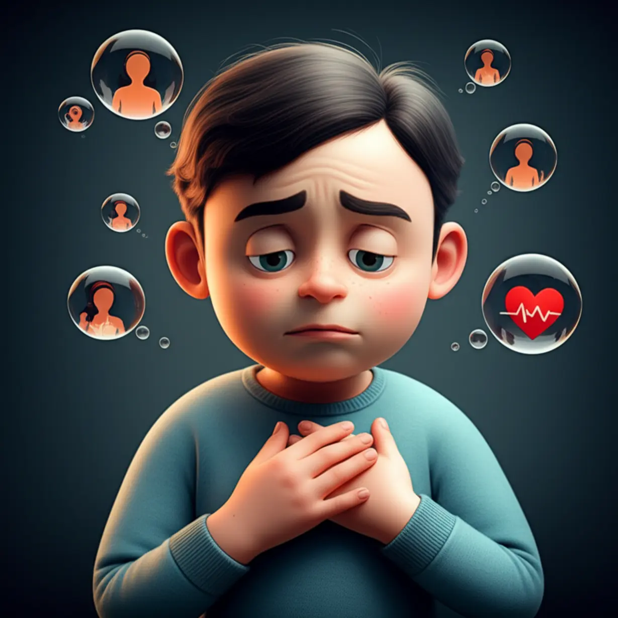 숨가쁨,-어지러움,-가슴-통증-등-다양한-증상을-느끼며-불안해하는-3D-캐릭터