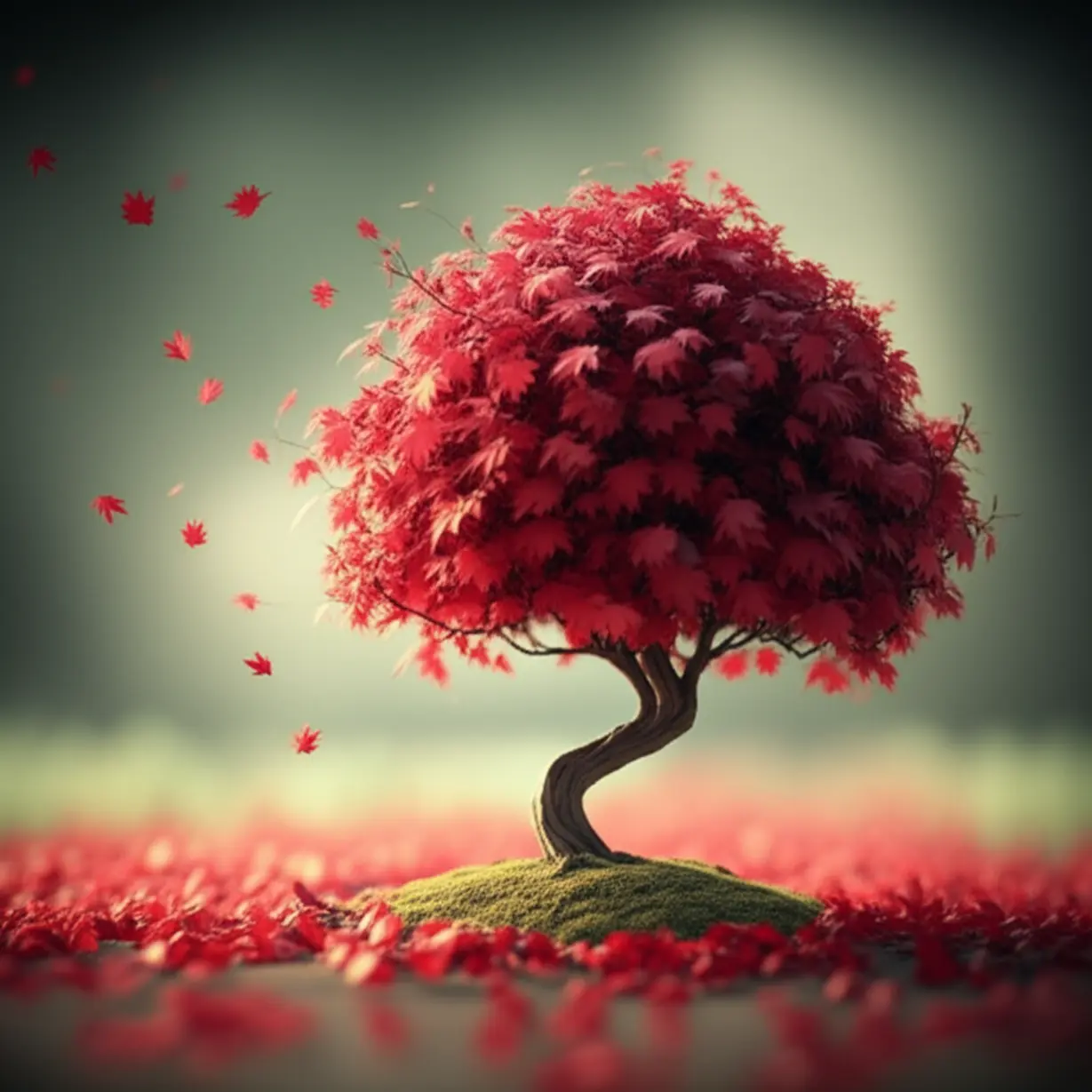 A-cute-3D-rendering-of-a-small-tree-with-delicate-red-leaves,-symbolizing-hidden-fragility-and-the-subtle-signs-of-stress-in-the-body.