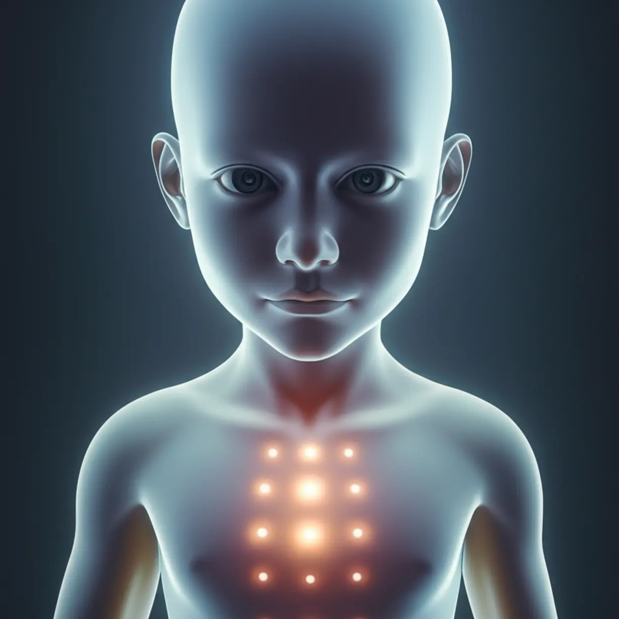 빛나고-에테르-같은-인체-형상(해부학적-구조-없음)의-3D-이미지,-가슴-주위에-부드럽고-미묘하게-빛나는-점들이-나타나-초기-숨겨진-건강-신호-감지를-나타냅니다.-인물은-약간-호기심-많거나-경계하는-모습입니다.