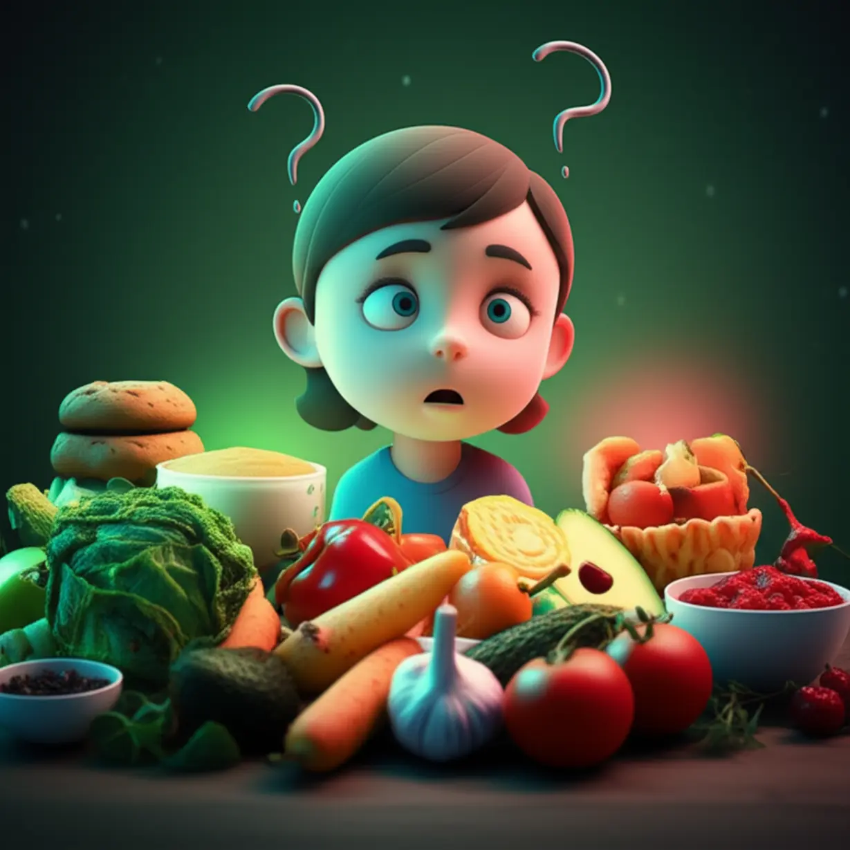 A-cute-3D-illustration-of-a-person-contemplating-healthy-versus-unhealthy-food-choices-for-irritable-bowel-syndrome.