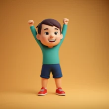 해독-후-기지개를-켜며-개운해하는-사람의-귀여운-3D-이미지,-밝고-행복한-색감