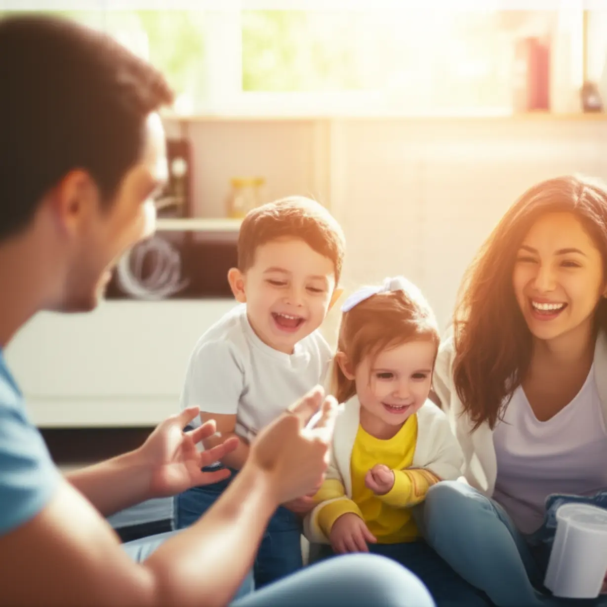 은은한-빛을-발하며-화목하고-만족스러운-순간을-나누는-행복한-가족의-모습