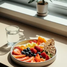 A-cute-3D-rendering-of-a-bright,-healthy-breakfast-spread-on-a-kitchen-counter,-symbolizing-a-fresh-start.