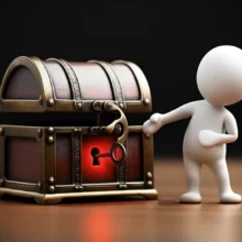 A-cute-3D-character-unlocking-their-chest-with-a-golden-key,-representing-finding-a-solution-to-heartburn.