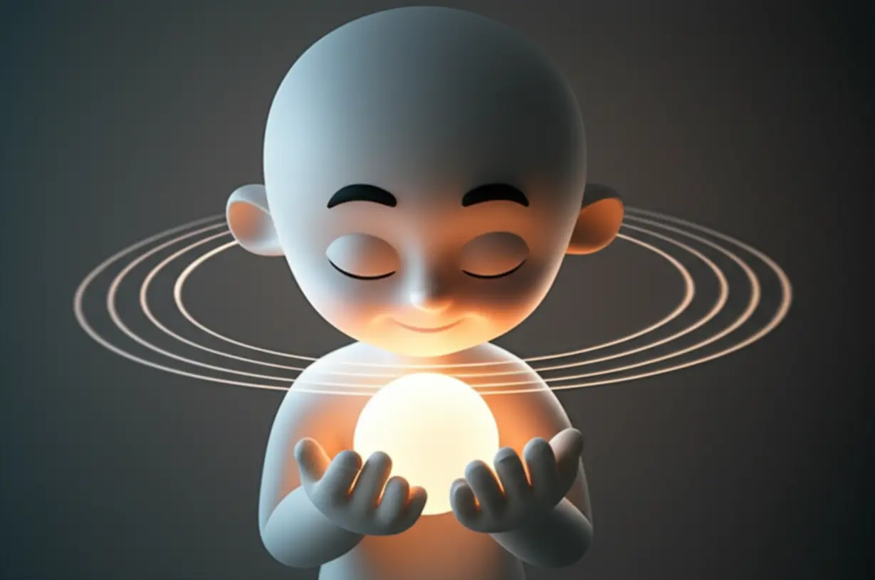 A-cute-3D-illustration-of-a-person-gently-holding-a-glowing,-calm-light,-with-peaceful-lines-around-them,-symbolizing-inner-balance-and-healing.