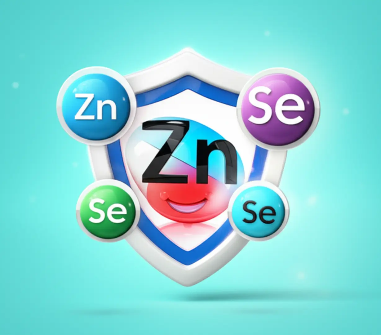 비타민과-미네랄로-만들어진-튼튼한-면역-방패가-활짝-웃는-얼굴을-지켜주는-모습