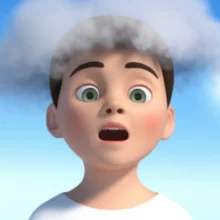 A-person-experiencing-a-light-and-peaceful-feeling-as-a-cloud-of-stress-dissipates-from-their-neck-and-shoulders,-symbolizing-relief-from-chronic-pain.