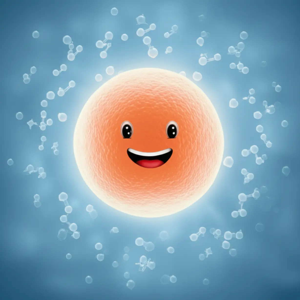 행복하게-빛나는-피부-세포-주위를-멜라토닌-분자들이-감싸고-있는-3D-이미지