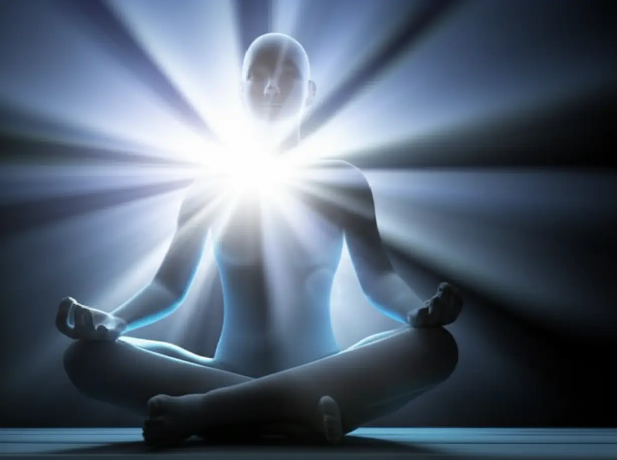 A-cute-3D-image-of-a-meditating-figure-emitting-calm-light,-symbolizing-inner-peace-and-healing.