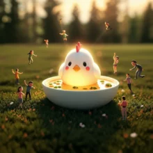 따뜻하고-활기찬-기운을-내뿜는-삼계탕-그릇-주위에-행복하고-활기찬-사람들이-모여-있는-모습