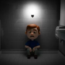 지쳐-보이는-사람이-화장실에서-아이디어를-얻는-모습