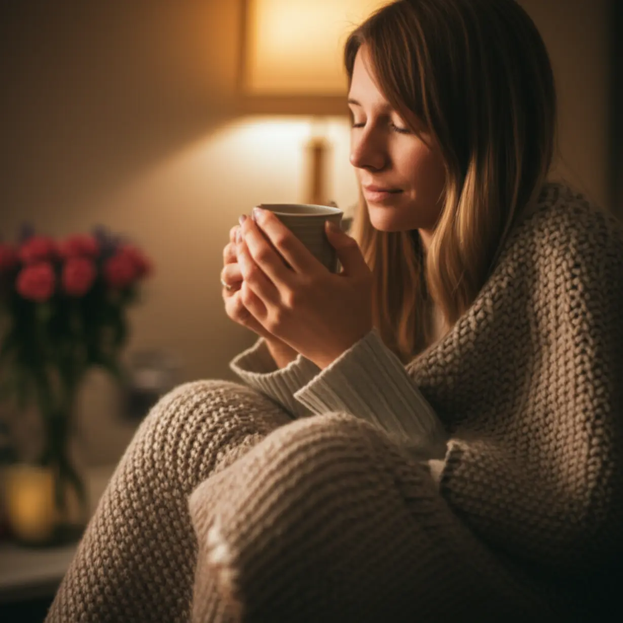 편안하고-만족스러운-사람이-따뜻한-차를-마시는-귀여운-3D-이미지